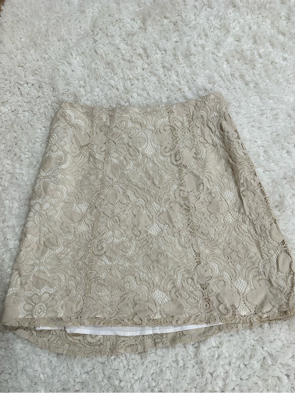 New York & Company Beige Lace A-Line Skirt